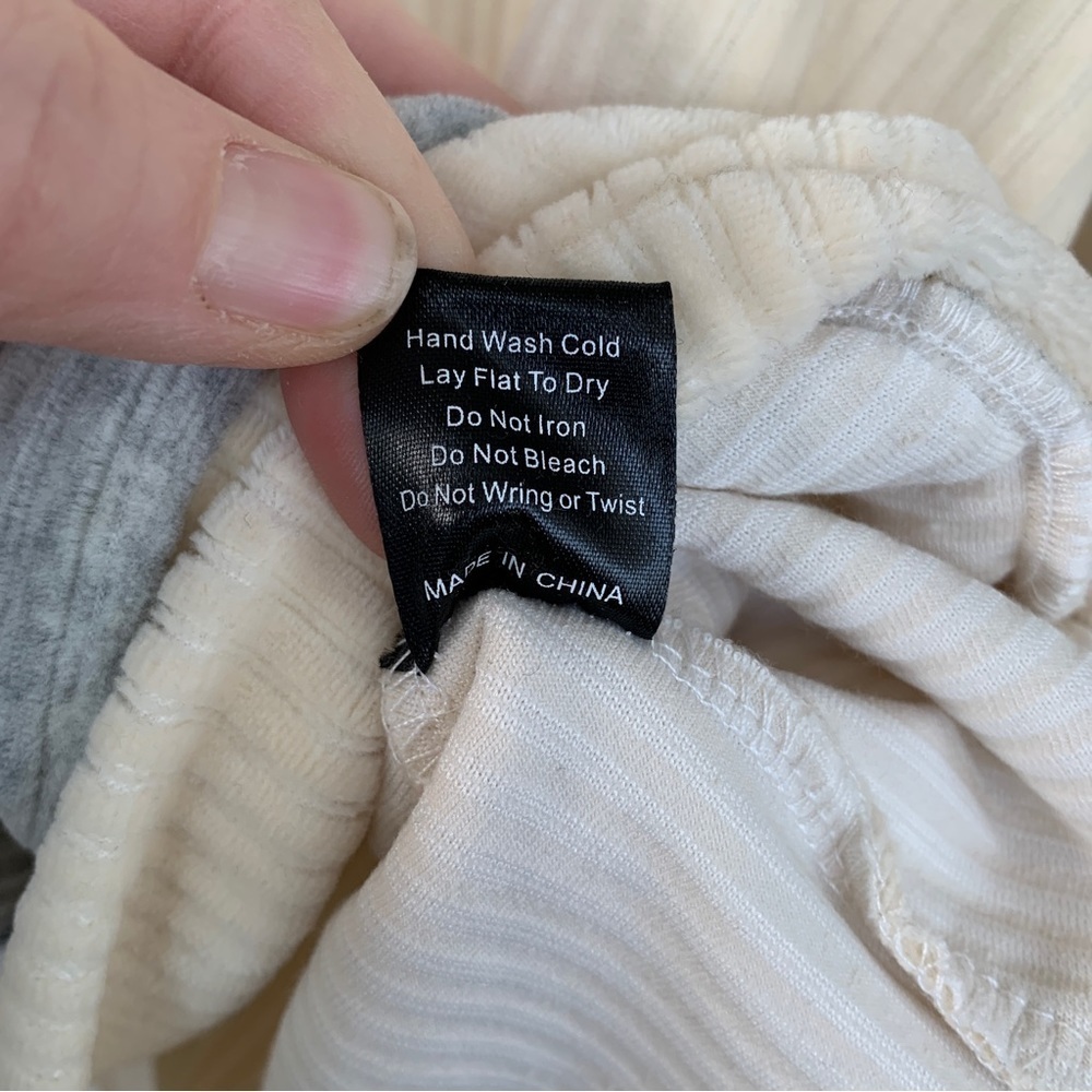 POL Cream &‎ Gray Ribbed Hoodie Size L - Picture 6 of 9